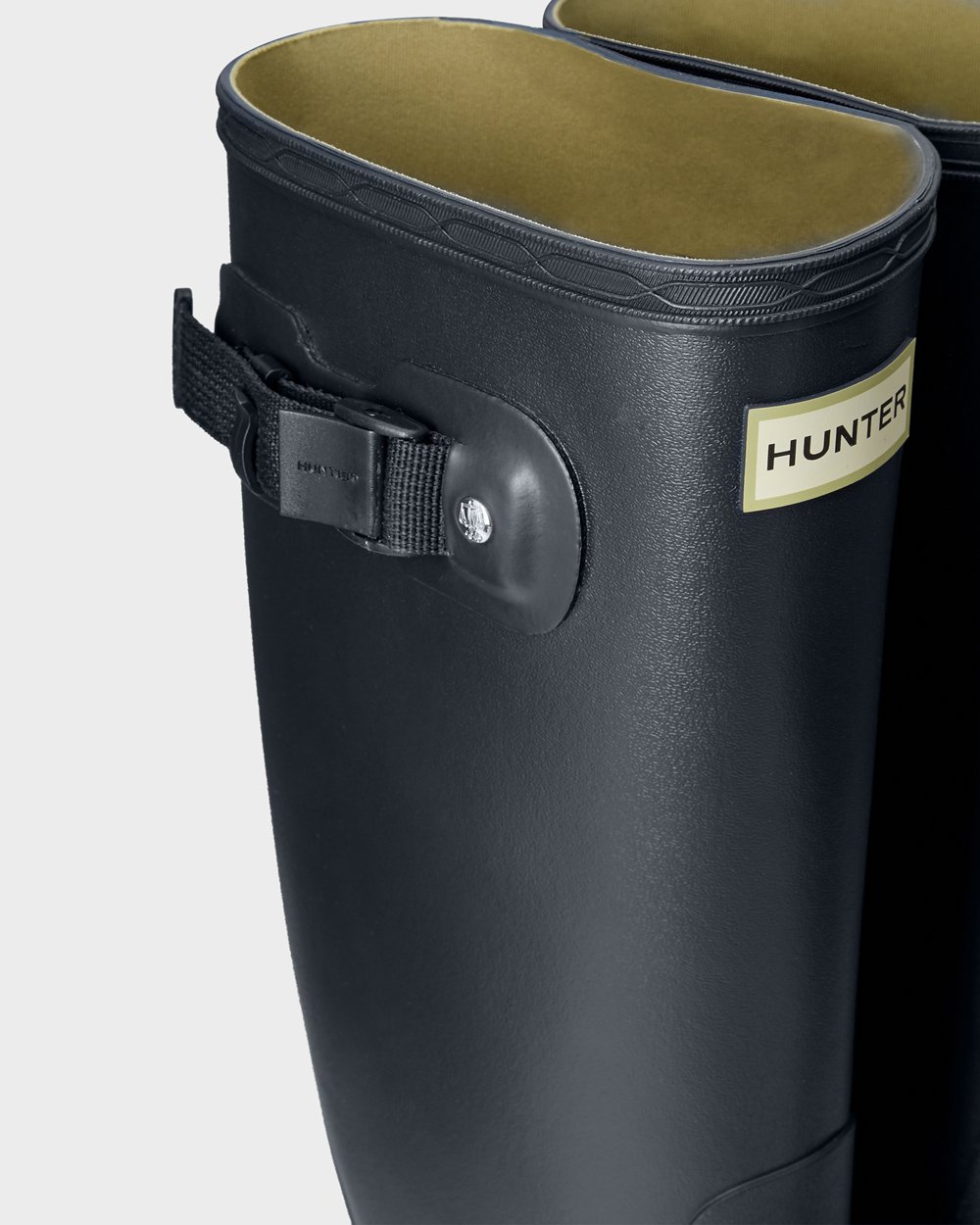 Womens Wide Fit Rain Boots - Hunter Huntress Leg (49FMLHSNU) - Navy